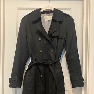 Banana Republic Black Trench Coat Size Medium Petite